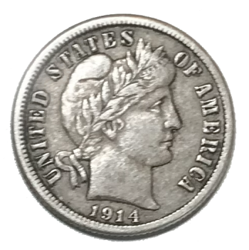 1914 Barber Dime XF EF Extremely Fine